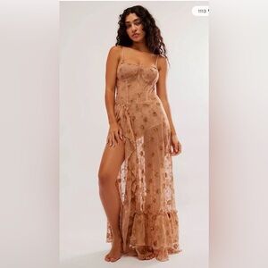 NWOT Free People Want To Know You Embellished Sequin Maxi Lace Dress